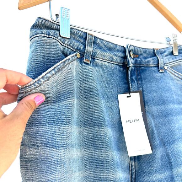 New ME+EM Twisted Seam Jeans Barrel Blue Wash Pants Size 26 Wide Leg Denim - Picture 8 of 12